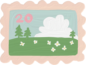 Handdrawn Painterly Cute Objects Meadow Stamp